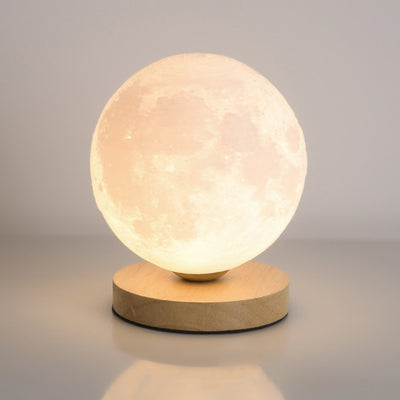Contemporain Simplicité Ciel étoilé Lune PLA Abat-jour rond Bois Lampe de chevet 1 lumière pour chambre à coucher 