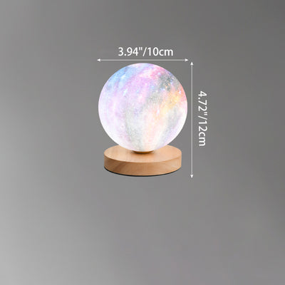 Contemporain Simplicité Ciel étoilé Lune PLA Abat-jour rond Bois Lampe de chevet 1 lumière pour chambre à coucher 