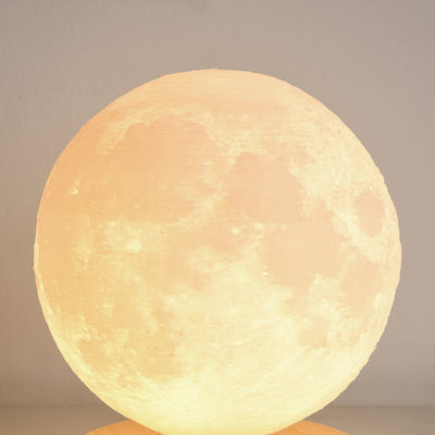 Contemporain Simplicité Ciel étoilé Lune PLA Abat-jour rond Bois Lampe de chevet 1 lumière pour chambre à coucher 
