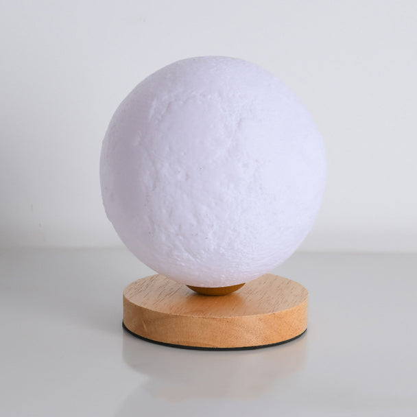 Contemporain Simplicité Ciel étoilé Lune PLA Abat-jour rond Bois Lampe de chevet 1 lumière pour chambre à coucher 