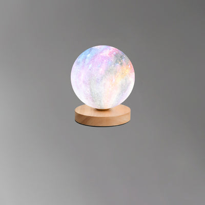 Contemporain Simplicité Ciel étoilé Lune PLA Abat-jour rond Bois Lampe de chevet 1 lumière pour chambre à coucher 