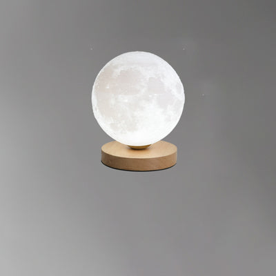 Contemporain Simplicité Ciel étoilé Lune PLA Abat-jour rond Bois Lampe de chevet 1 lumière pour chambre à coucher 