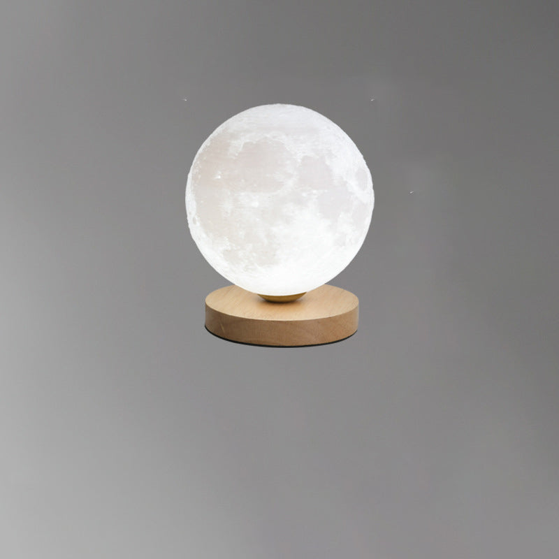 Contemporain Simplicité Ciel étoilé Lune PLA Abat-jour rond Bois Lampe de chevet 1 lumière pour chambre à coucher 