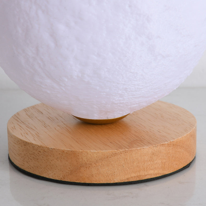 Contemporain Simplicité Ciel étoilé Lune PLA Abat-jour rond Bois Lampe de chevet 1 lumière pour chambre à coucher 