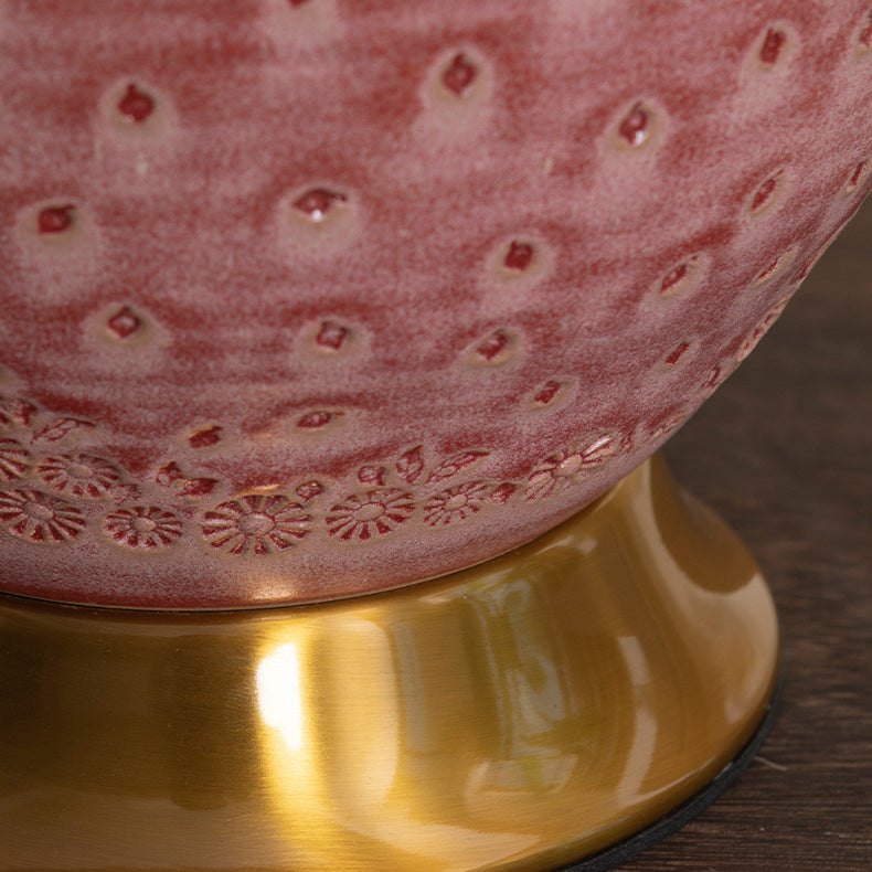 Traditional Chinese Plum Bossom Fabric Shade Ceramic Base 1-Light Table Lamp For Study
