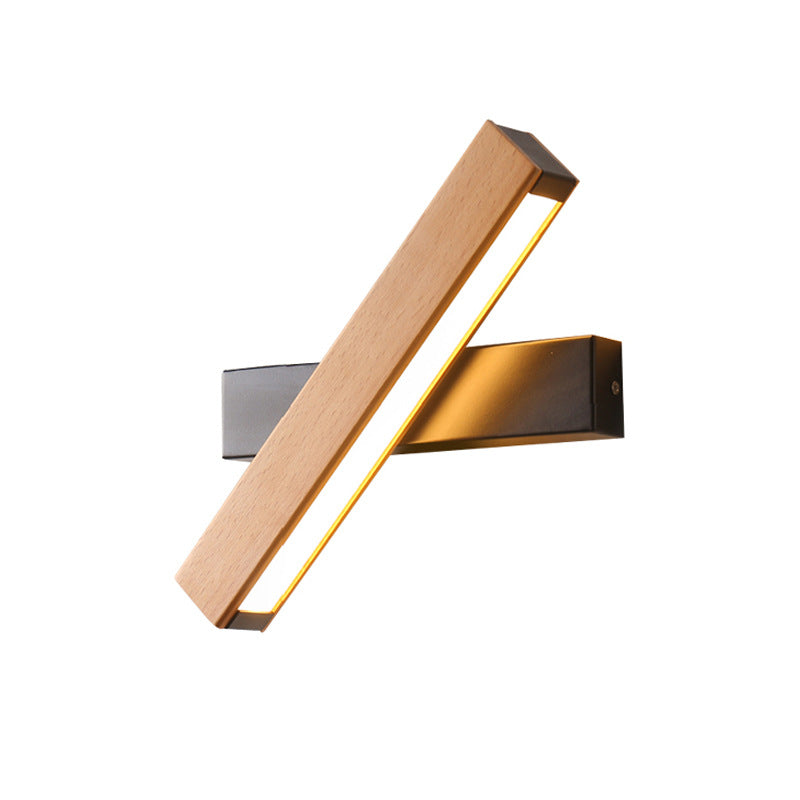 Lámpara de pared LED de rotación de tira larga de aluminio con vetas de madera minimalista moderna Luz de lectura para dormitorio 