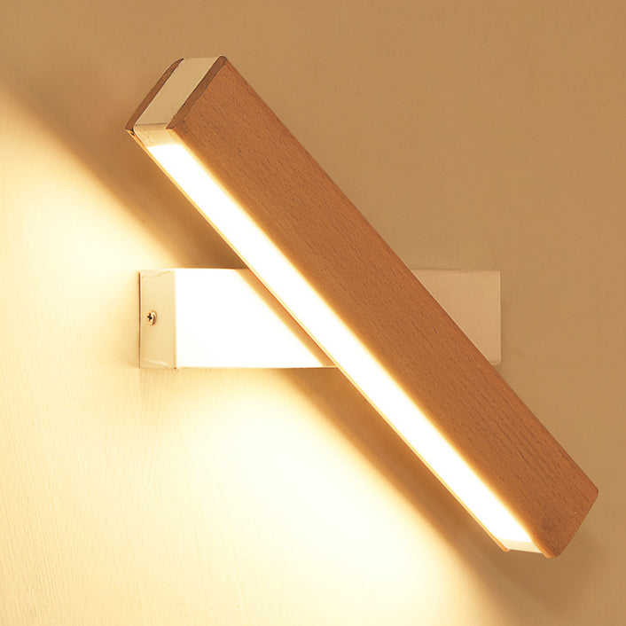 Lampe murale LED à rotation en bande longue en aluminium à grain de bois minimaliste moderne pour lecture dans la chambre 