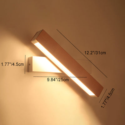 Lámpara de pared LED de rotación de tira larga de aluminio con vetas de madera minimalista moderna Luz de lectura para dormitorio 