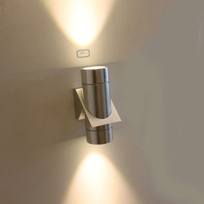 Lámpara de Aplique de Pared LED Cilíndrica de Aluminio Minimalista Moderna con Iluminación LED Hacia Arriba y Abajo para Patio Exterior 