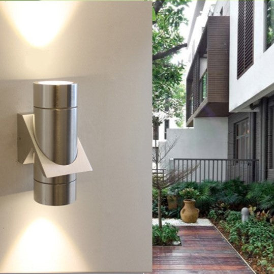 Lámpara de Aplique de Pared LED Cilíndrica de Aluminio Minimalista Moderna con Iluminación LED Hacia Arriba y Abajo para Patio Exterior 