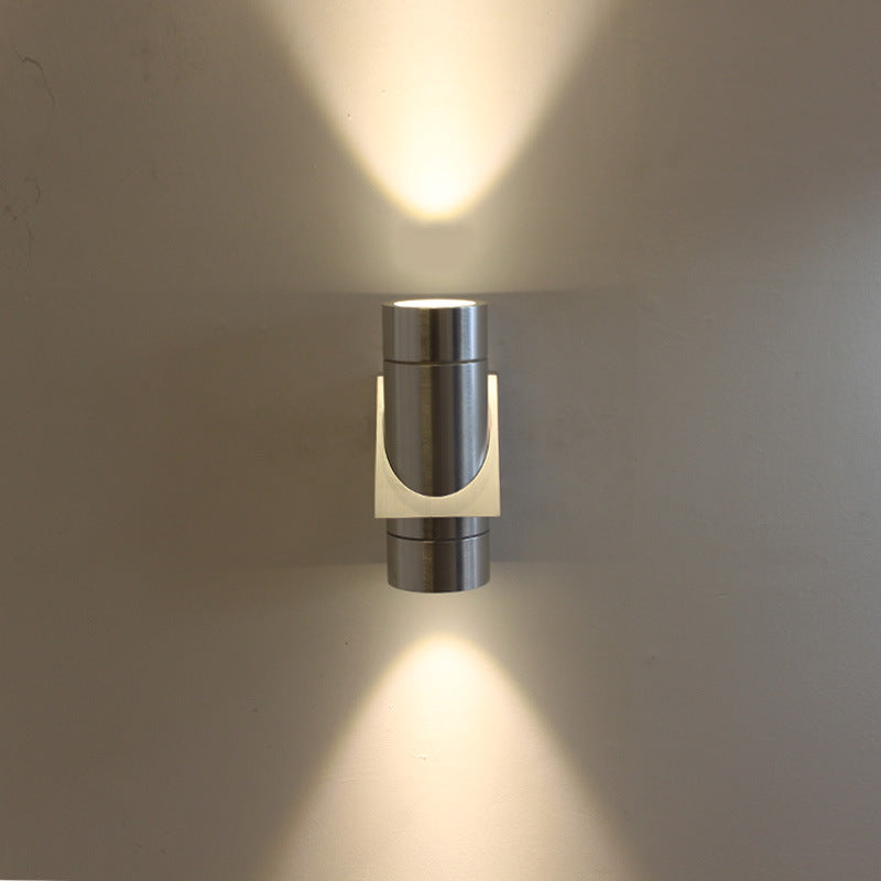 Lámpara de Aplique de Pared LED Cilíndrica de Aluminio Minimalista Moderna con Iluminación LED Hacia Arriba y Abajo para Patio Exterior 