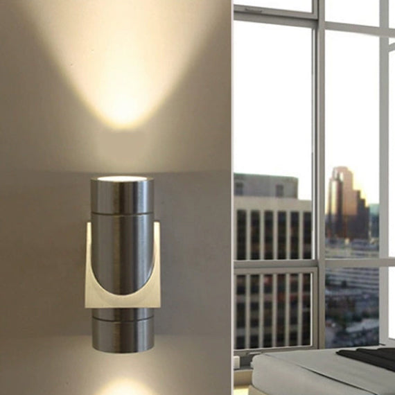 Lámpara de Aplique de Pared LED Cilíndrica de Aluminio Minimalista Moderna con Iluminación LED Hacia Arriba y Abajo para Patio Exterior 