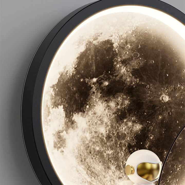 Contemporary Creative Hardware Acrylic Moon Astronaut LED Wall Sconce Lamp For Living Room