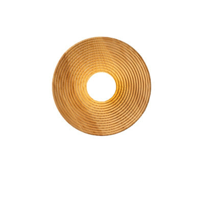 Traditional Japanese Geometric Circular Vortex Solid Wood Glass 1-Light Wall Sconce Lamp For Living Room