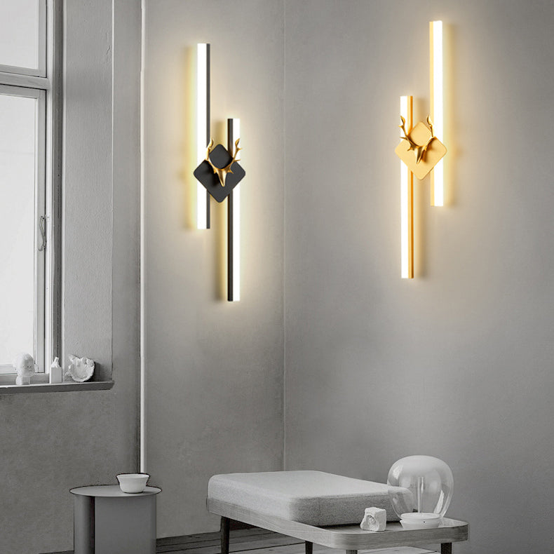 Modern Luxury Antler Aluminum Acrylic Long Strip LED Wall Sconce Lamp For Bedroom