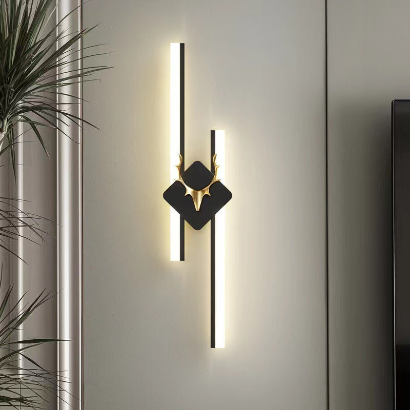 Modern Luxury Antler Aluminum Acrylic Long Strip LED Wall Sconce Lamp For Bedroom
