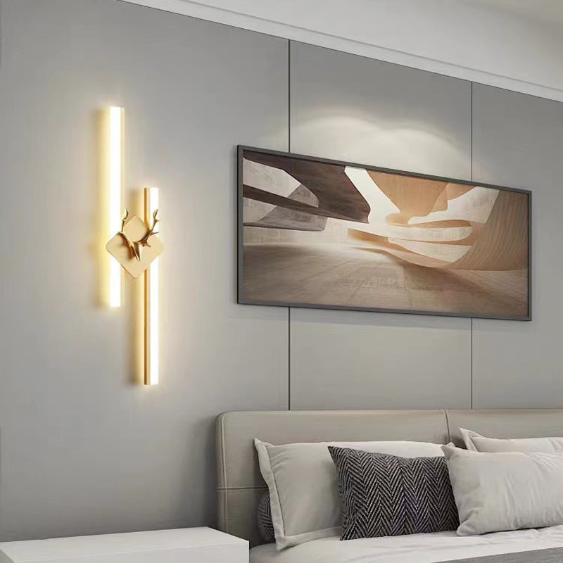 Modern Luxury Antler Aluminum Acrylic Long Strip LED Wall Sconce Lamp For Bedroom