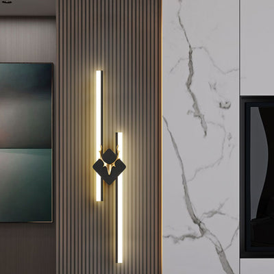 Modern Luxury Antler Aluminum Acrylic Long Strip LED Wall Sconce Lamp For Bedroom