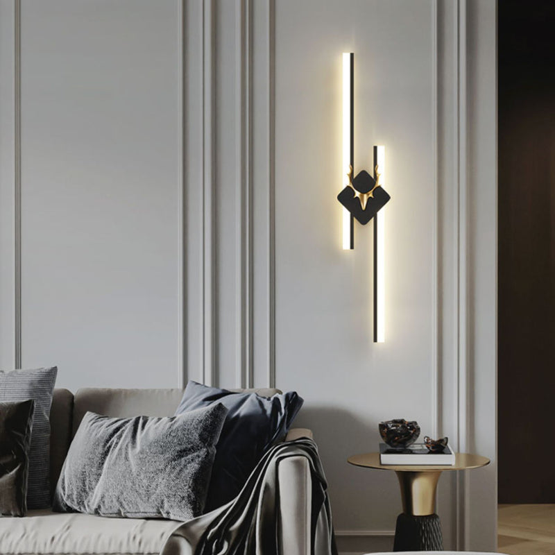 Modern Luxury Antler Aluminum Acrylic Long Strip LED Wall Sconce Lamp For Bedroom