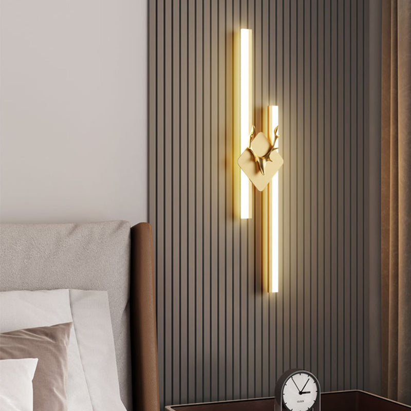 Modern Luxury Antler Aluminum Acrylic Long Strip LED Wall Sconce Lamp For Bedroom