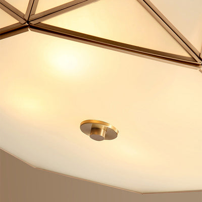 Contemporary Luxury Copper Glass Cylinder 4-Light Flush Mount Ceiling Light For Bedroom