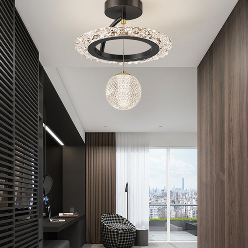 Zeitgenössische Luxus Eisen Acryl Geometrischer Kreis Ring LED Deckenleuchte für das Wohnzimmer 