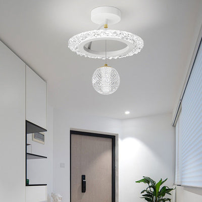 Zeitgenössische Luxus Eisen Acryl Geometrischer Kreis Ring LED Deckenleuchte für das Wohnzimmer 