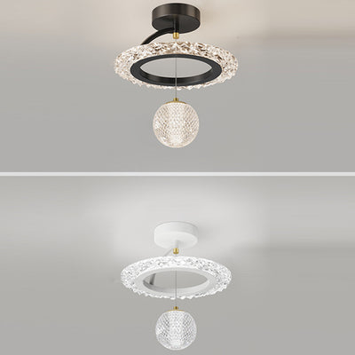 Zeitgenössische Luxus Eisen Acryl Geometrischer Kreis Ring LED Deckenleuchte für das Wohnzimmer 