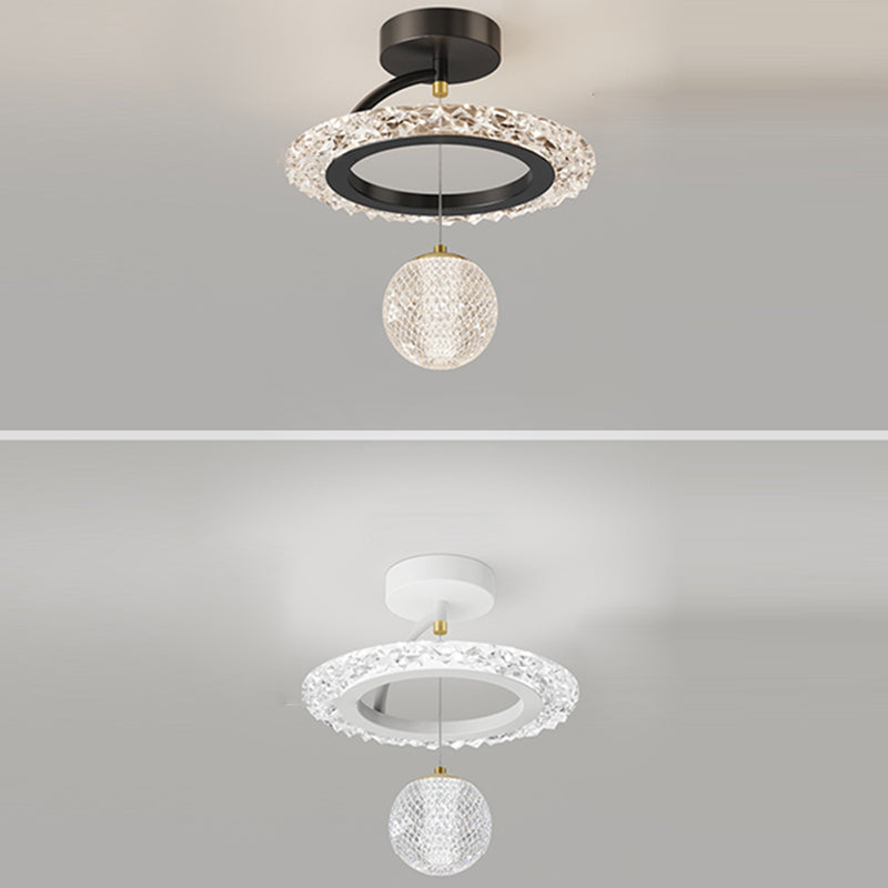 Zeitgenössische Luxus Eisen Acryl Geometrischer Kreis Ring LED Deckenleuchte für das Wohnzimmer 