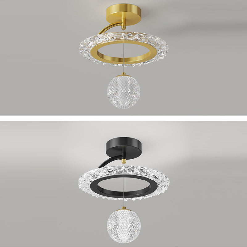 Zeitgenössische Luxus Eisen Acryl Geometrischer Kreis Ring LED Deckenleuchte für das Wohnzimmer 