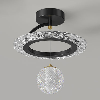 Zeitgenössische Luxus Eisen Acryl Geometrischer Kreis Ring LED Deckenleuchte für das Wohnzimmer 