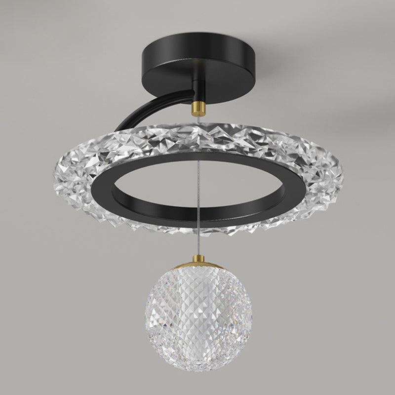 Zeitgenössische Luxus Eisen Acryl Geometrischer Kreis Ring LED Deckenleuchte für das Wohnzimmer 