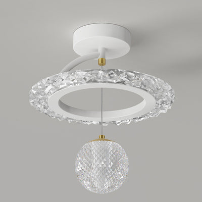 Zeitgenössische Luxus Eisen Acryl Geometrischer Kreis Ring LED Deckenleuchte für das Wohnzimmer 