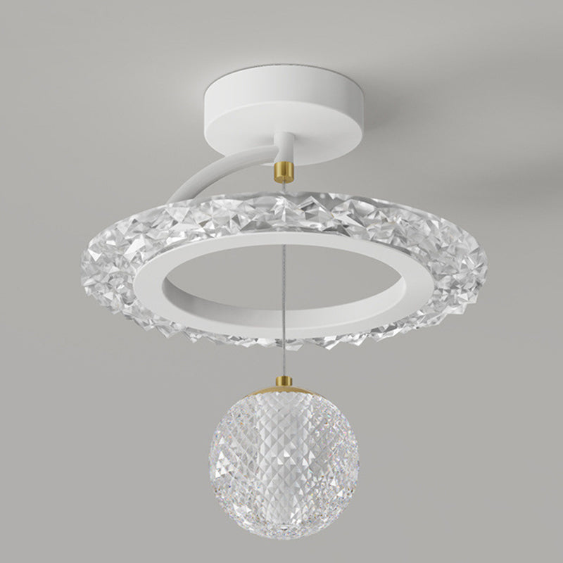 Zeitgenössische Luxus Eisen Acryl Geometrischer Kreis Ring LED Deckenleuchte für das Wohnzimmer 