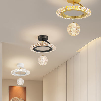 Zeitgenössische Luxus Eisen Acryl Geometrischer Kreis Ring LED Deckenleuchte für das Wohnzimmer 