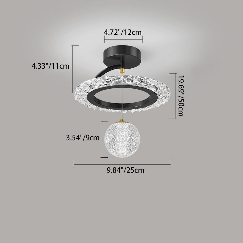 Zeitgenössische Luxus Eisen Acryl Geometrischer Kreis Ring LED Deckenleuchte für das Wohnzimmer 