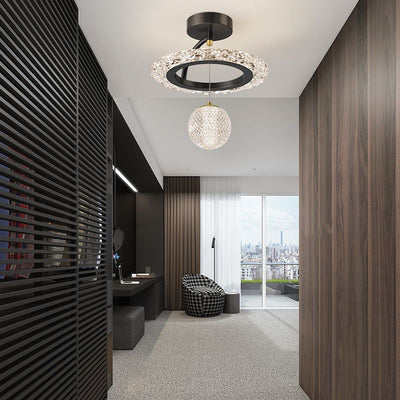Zeitgenössische Luxus Eisen Acryl Geometrischer Kreis Ring LED Deckenleuchte für das Wohnzimmer 