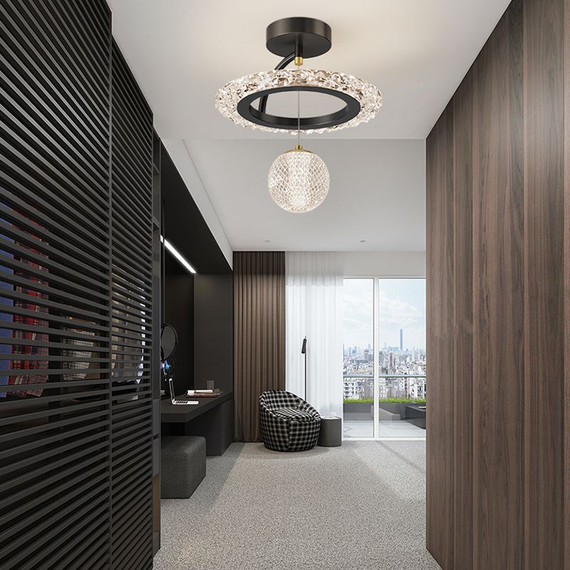 Zeitgenössische Luxus Eisen Acryl Geometrischer Kreis Ring LED Deckenleuchte für das Wohnzimmer 