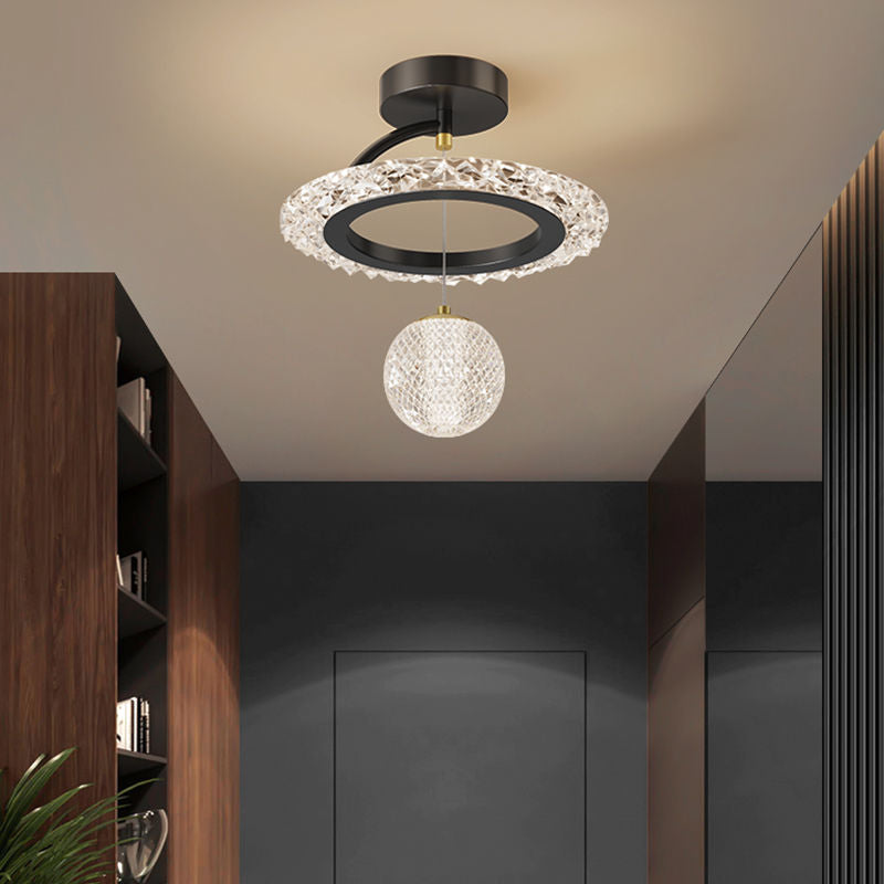 Zeitgenössische Luxus Eisen Acryl Geometrischer Kreis Ring LED Deckenleuchte für das Wohnzimmer 