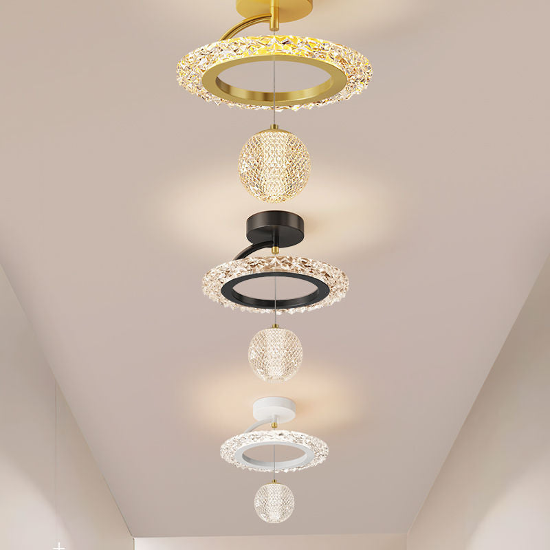 Zeitgenössische Luxus Eisen Acryl Geometrischer Kreis Ring LED Deckenleuchte für das Wohnzimmer 
