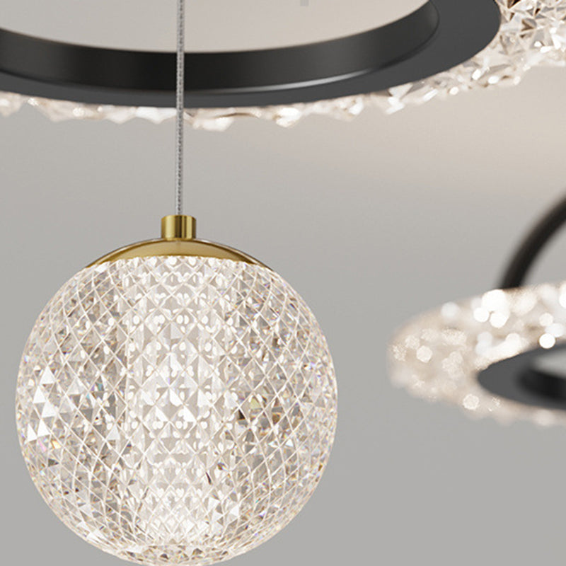Zeitgenössische Luxus Eisen Acryl Geometrischer Kreis Ring LED Deckenleuchte für das Wohnzimmer 