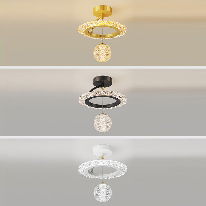 Zeitgenössische Luxus Eisen Acryl Geometrischer Kreis Ring LED Deckenleuchte für das Wohnzimmer 