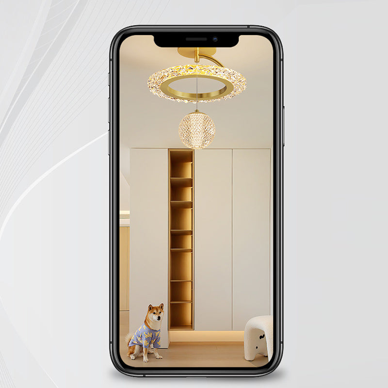 Zeitgenössische Luxus Eisen Acryl Geometrischer Kreis Ring LED Deckenleuchte für das Wohnzimmer 