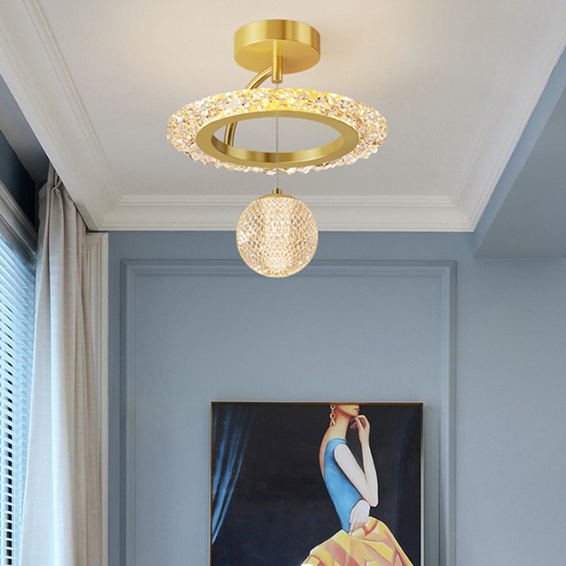 Zeitgenössische Luxus Eisen Acryl Geometrischer Kreis Ring LED Deckenleuchte für das Wohnzimmer 