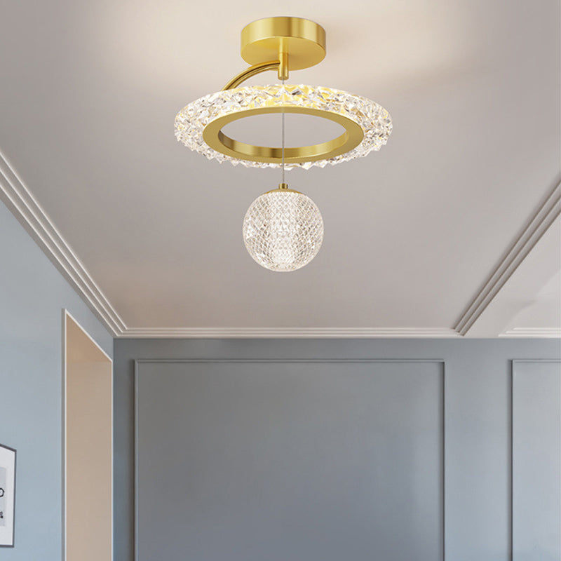 Zeitgenössische Luxus Eisen Acryl Geometrischer Kreis Ring LED Deckenleuchte für das Wohnzimmer 