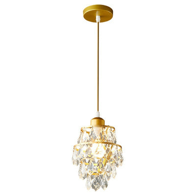 Contemporary Luxury Hardware Crystal Round 1-Light Pendant Light For Living Room