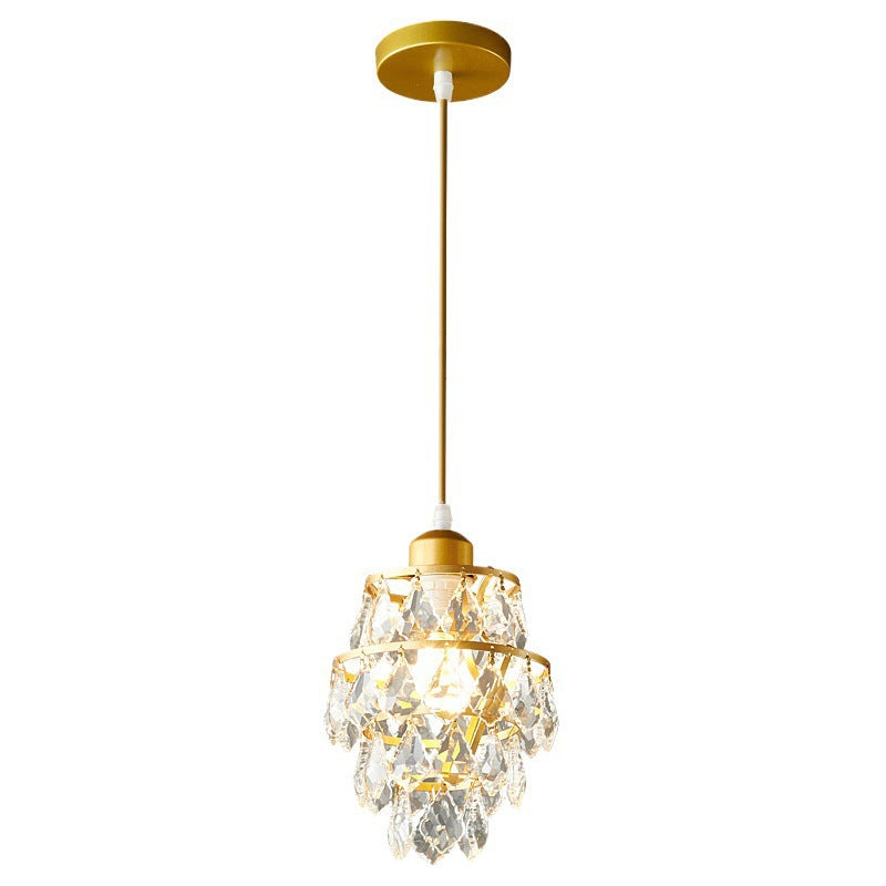 Contemporary Luxury Hardware Crystal Round 1-Light Pendant Light For Living Room