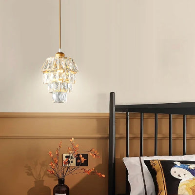 Contemporary Luxury Hardware Crystal Round 1-Light Pendant Light For Living Room