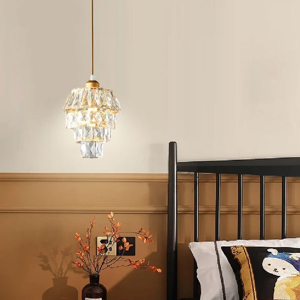 Contemporary Luxury Hardware Crystal Round 1-Light Pendant Light For Living Room
