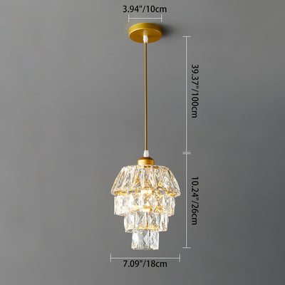 Contemporary Luxury Hardware Crystal Round 1-Light Pendant Light For Living Room